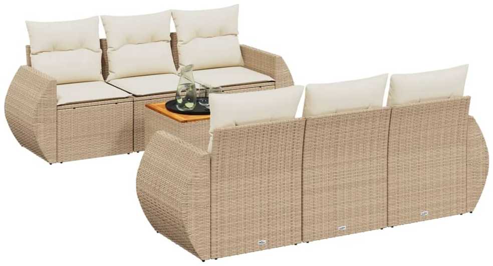 Sofa Sofos komplektas su pagalvėlėmis, 7 dalių, smėlio, poliratanas