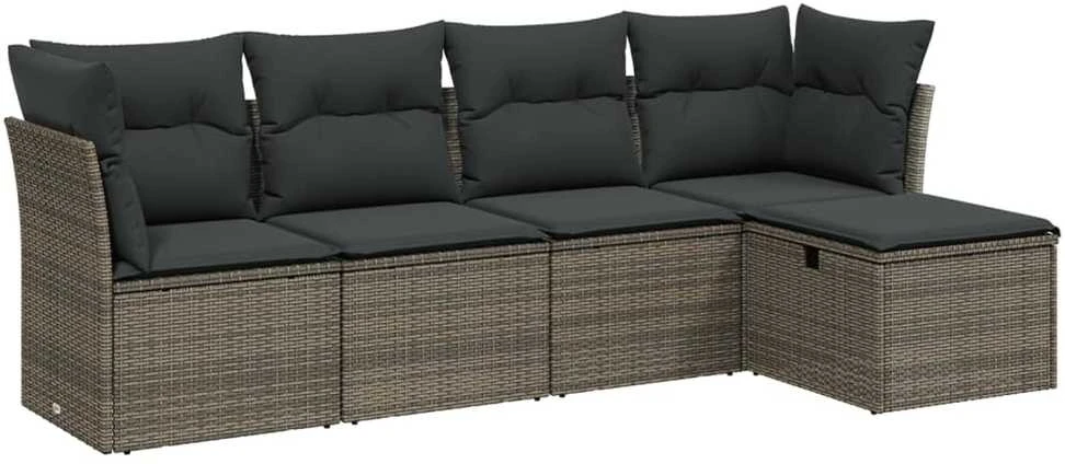 Sofa Sofos komplektas su pagalvėlėmis, 5 dalių, pilkas, poliratanas