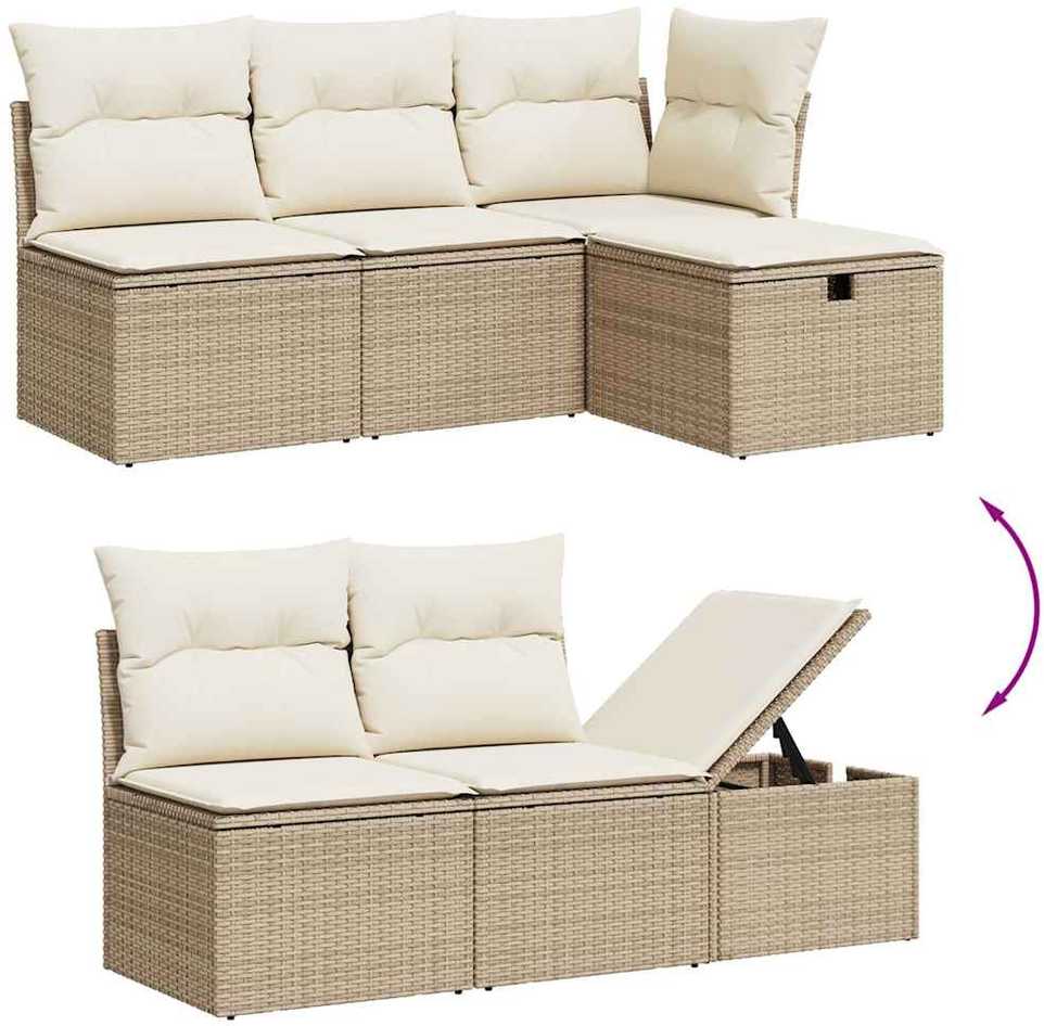 Sofa Sofos komplektas su pagalvėlėmis, 7 dalių, smėlio, poliratanas