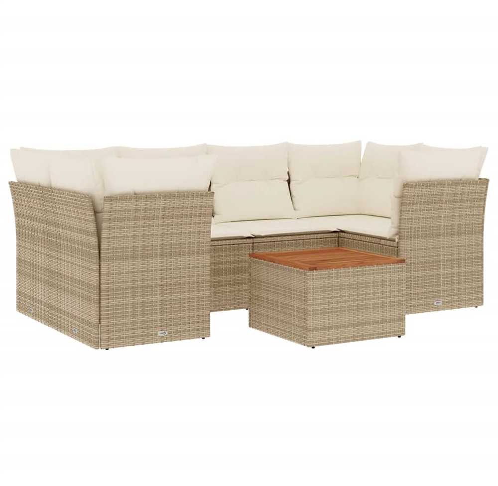 Sofa Sofos komplektas su pagalvėlėmis, 7 dalių, smėlio, poliratanas