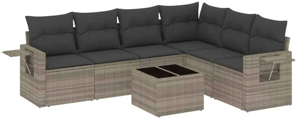 Sofa Sofos komplektas su pagalvėlėmis, 7 dalių, pilkas, poliratanas