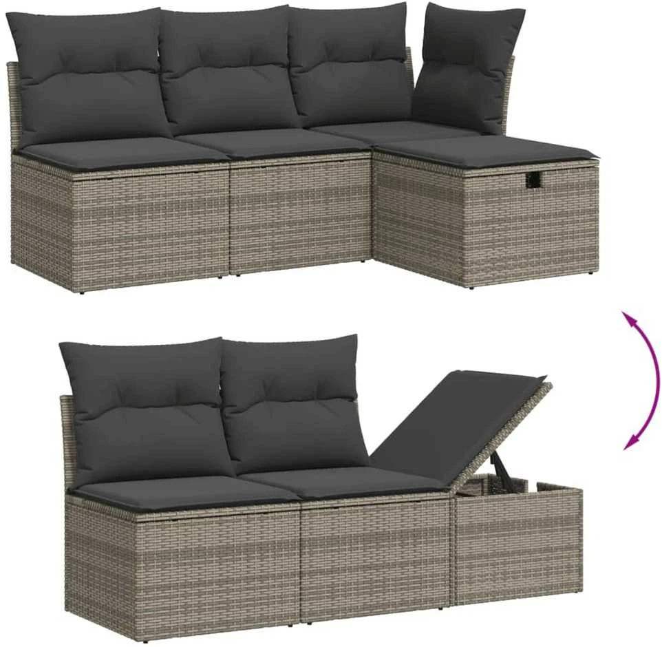 Sofa Sofos komplektas su pagalvėlėmis, 6 dalių, pilkas, poliratanas