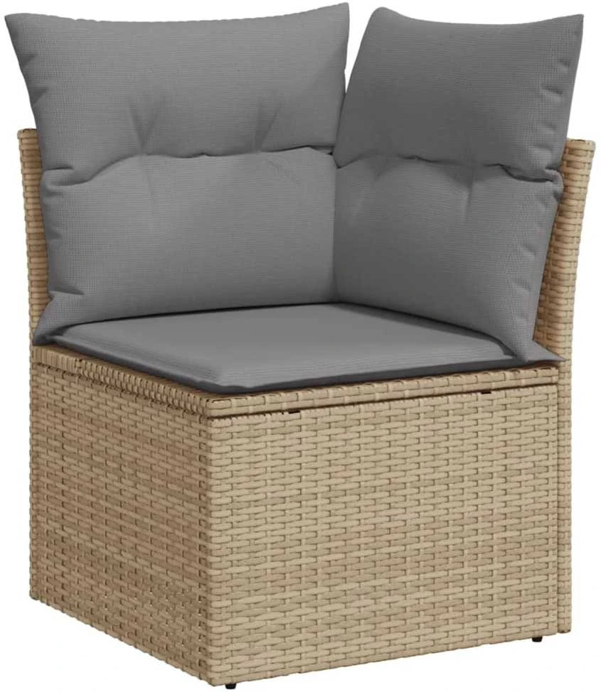 Sofa Sofos komplektas su pagalvėlėmis, 7 dalių, smėlio, poliratanas