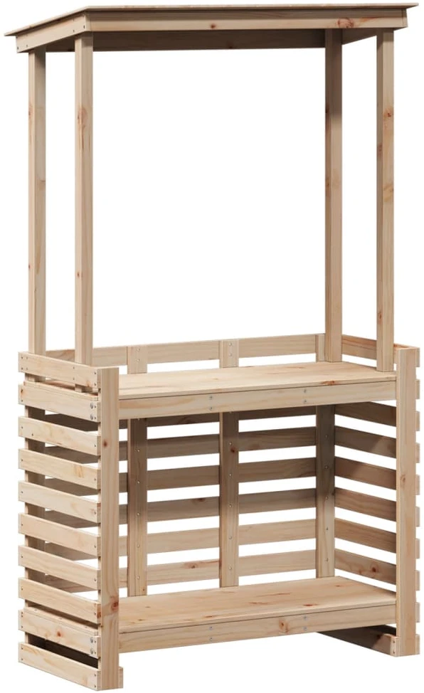 Lauko baro stalas su stogeliu, 112,5x57x195,5cm, mediena