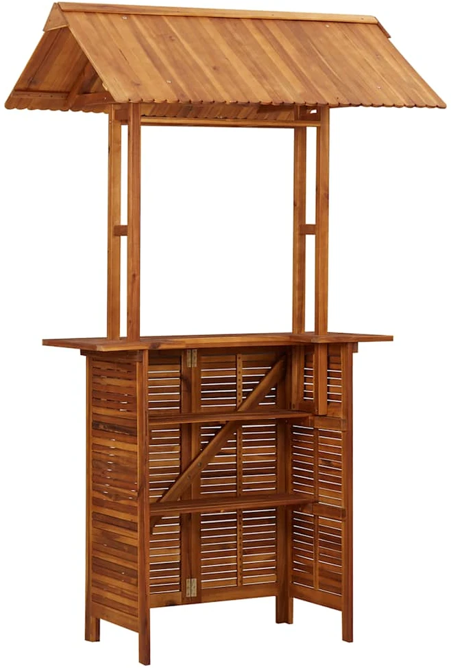 Lauko baro stalas su stogeliu, 113x106x217cm, akacijos masyvas