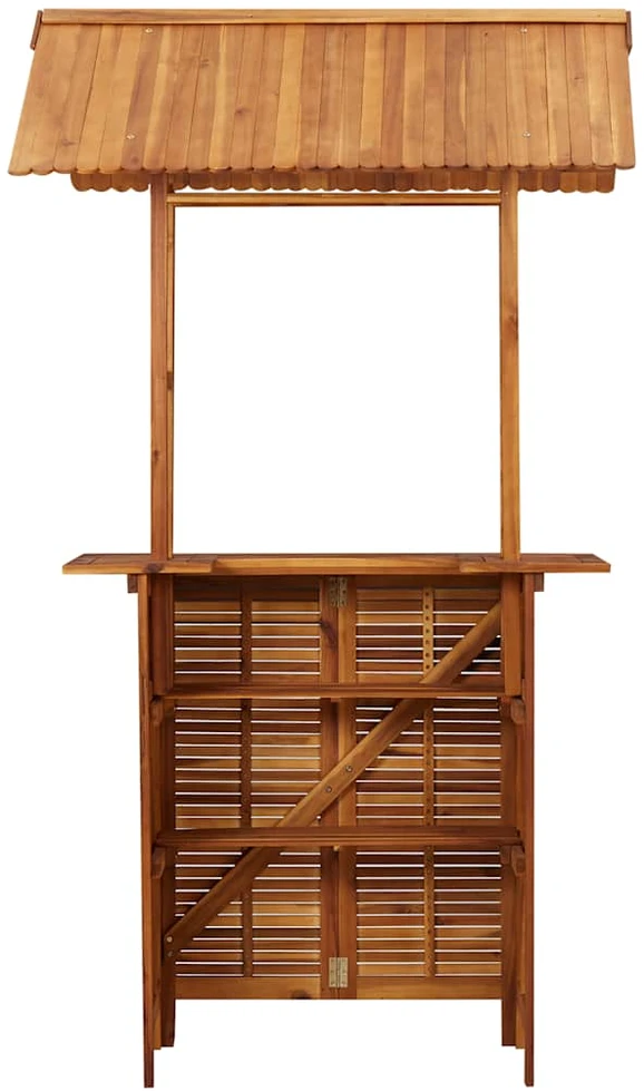 Lauko baro stalas su stogeliu, 113x106x217cm, akacijos masyvas