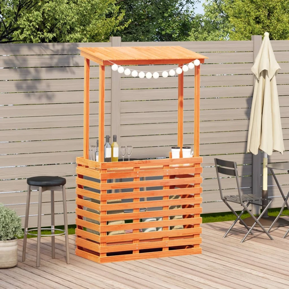 Lauko baro stalas su stogeliu, rudas, 112,5x57x195,5cm, mediena