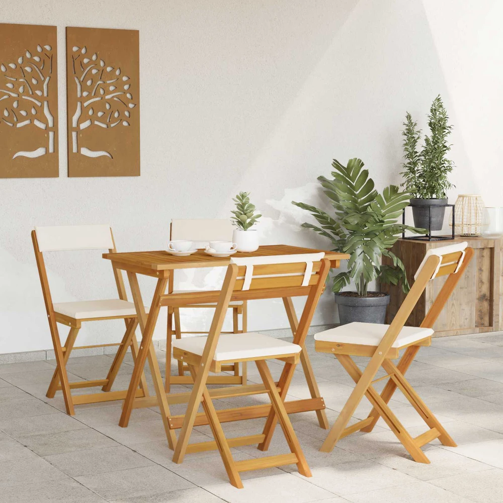 Lauko bistro kėdės 4 vnt. Kreminė balta