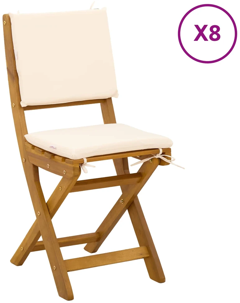 Lauko bistro kėdės 8 vnt. Kreminė balta Kietos akacijos mediena
