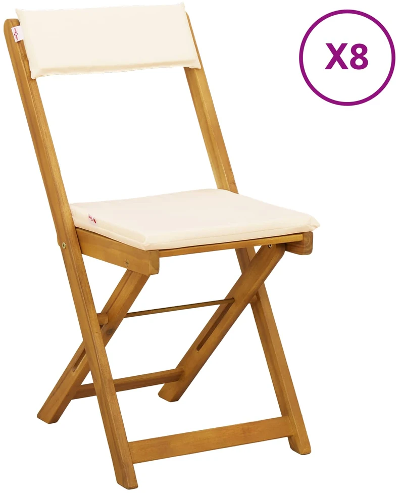 Lauko bistro kėdės 8 vnt. Kreminė balta Kietos akacijos mediena