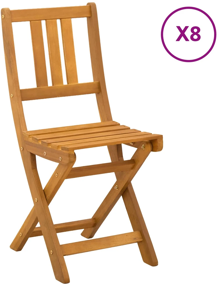 Lauko bistro kėdės 8 vnt. Natūrali Kietos akacijos mediena