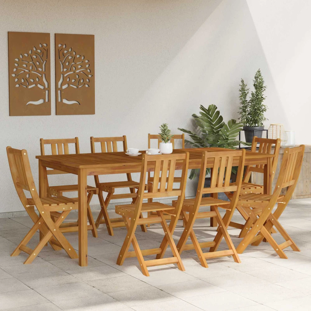 Lauko bistro kėdės 8 vnt. Natūrali Kietos akacijos mediena
