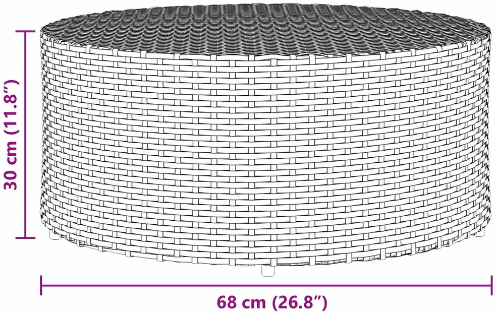 Lauko kavos stalas Pilka Ø 68 x 30 cm poliratanas