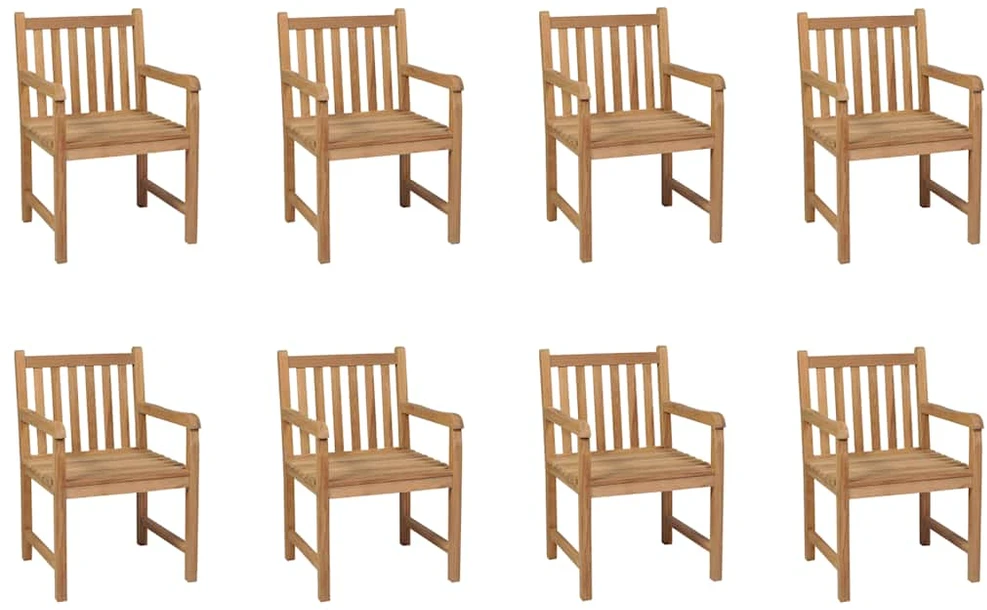 Lauko kėdės, 8vnt., tikmedžio medienos masyvas