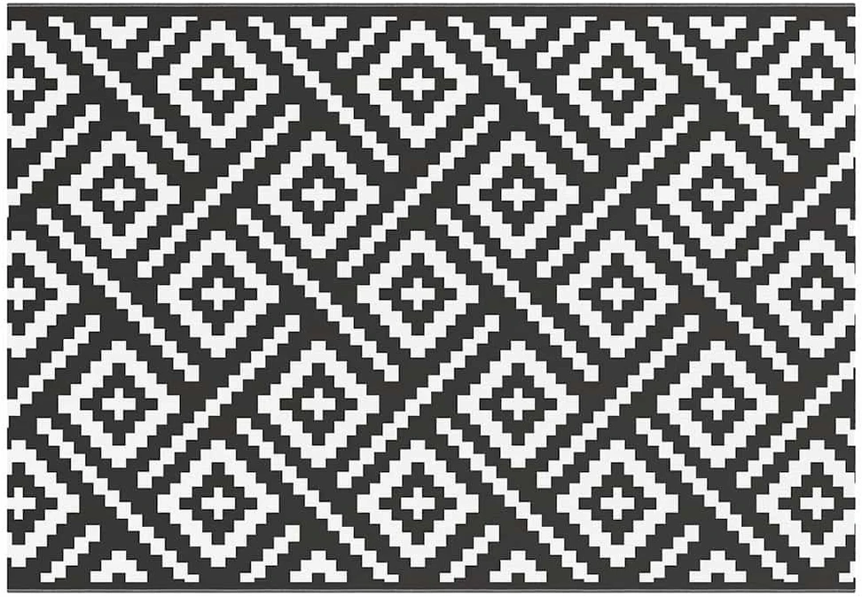 Lauko kilimas, baltos ir juodos spalvos, 160x230cm, PP
