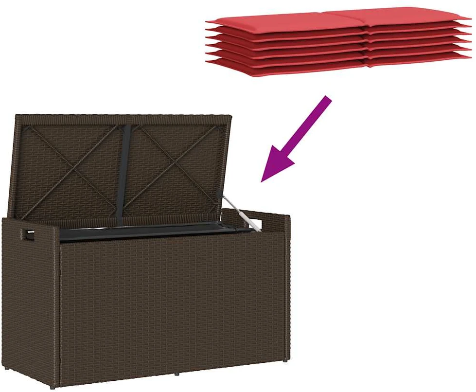 Lauko baldų komplektas Lauko laikymo suolas su pagalvėlėmis rudos spalvos 100 cm