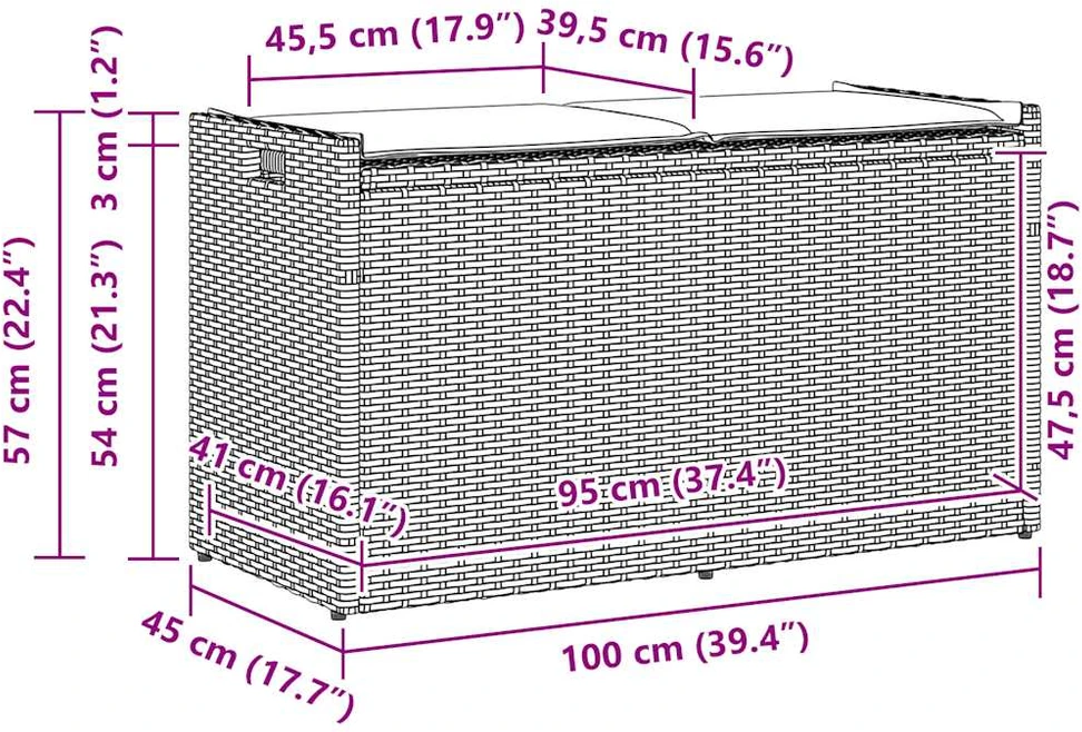 Lauko baldų komplektas Lauko laikymo suolas su pagalvėlėmis rudos spalvos 100 cm