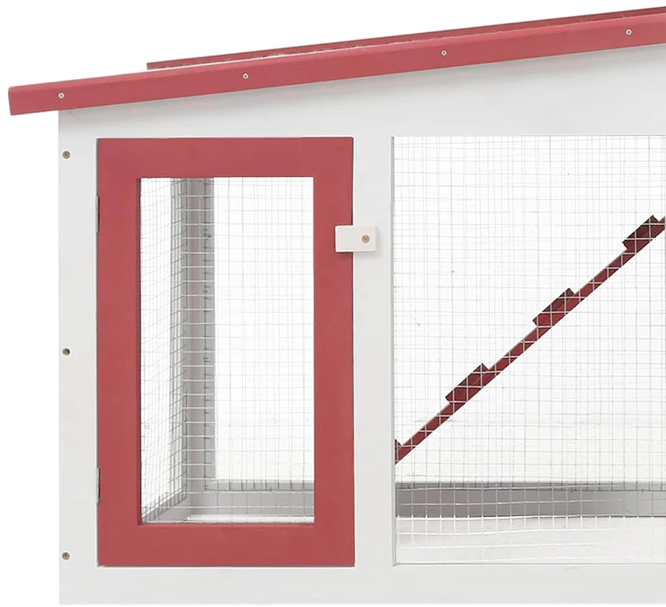 Lauko narvas triušiams, raudonas ir baltas, 204x45x85cm, medis