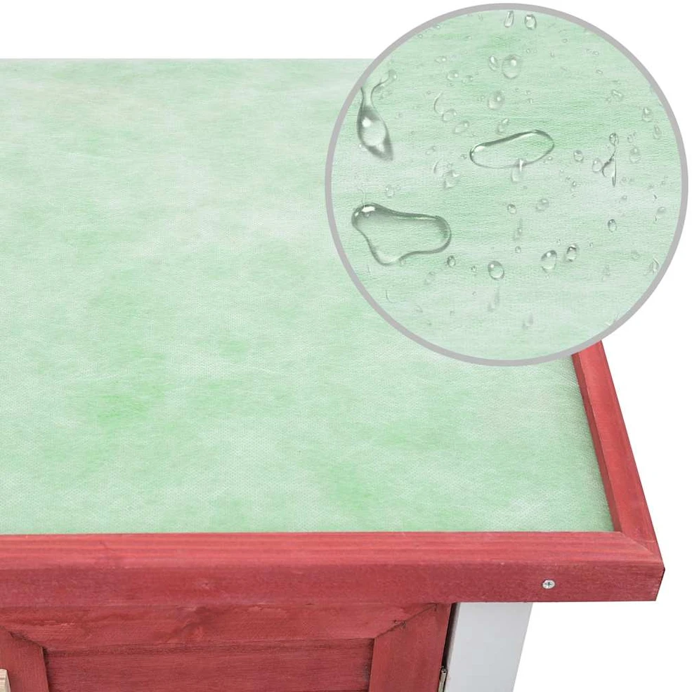 Lauko narvas triušiams, raudonos spalvos, mediena, 4 durys