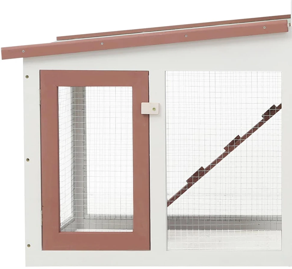 Lauko narvas triušiams, rudas ir baltas, 204x45x85cm, mediena