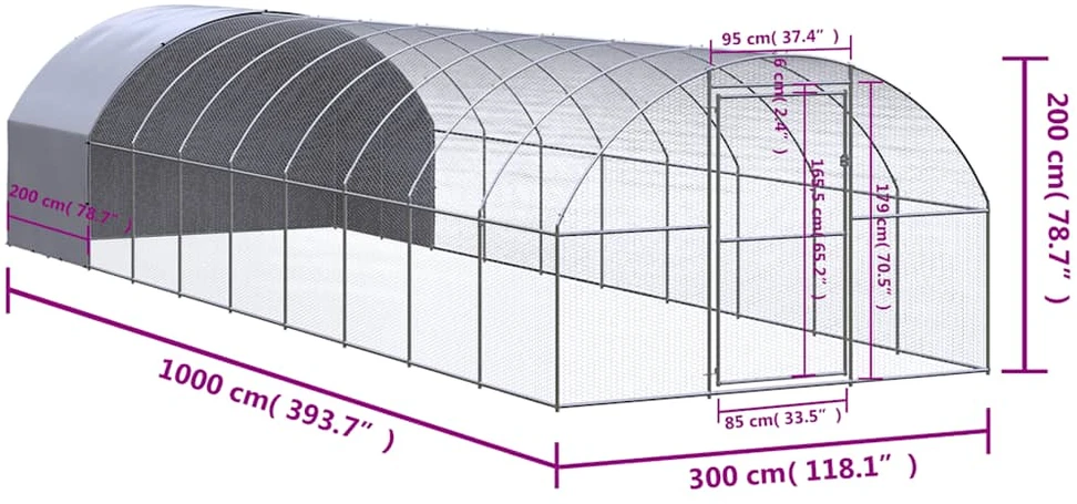 Lauko narvas viščiukams, 3x10x2m, galvanizuotas plienas