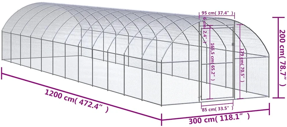 Lauko narvas viščiukams, 3x12x2m, galvanizuotas plienas
