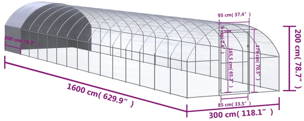 Lauko narvas viščiukams, 3x16x2m, galvanizuotas plienas