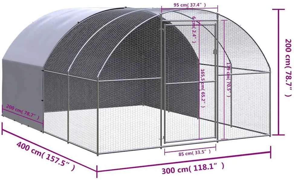 Lauko narvas viščiukams, 3x4x2m, galvanizuotas plienas