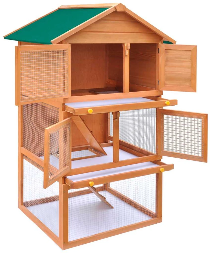 Lauko narvelis triušiams, 3 aukštai, mediena