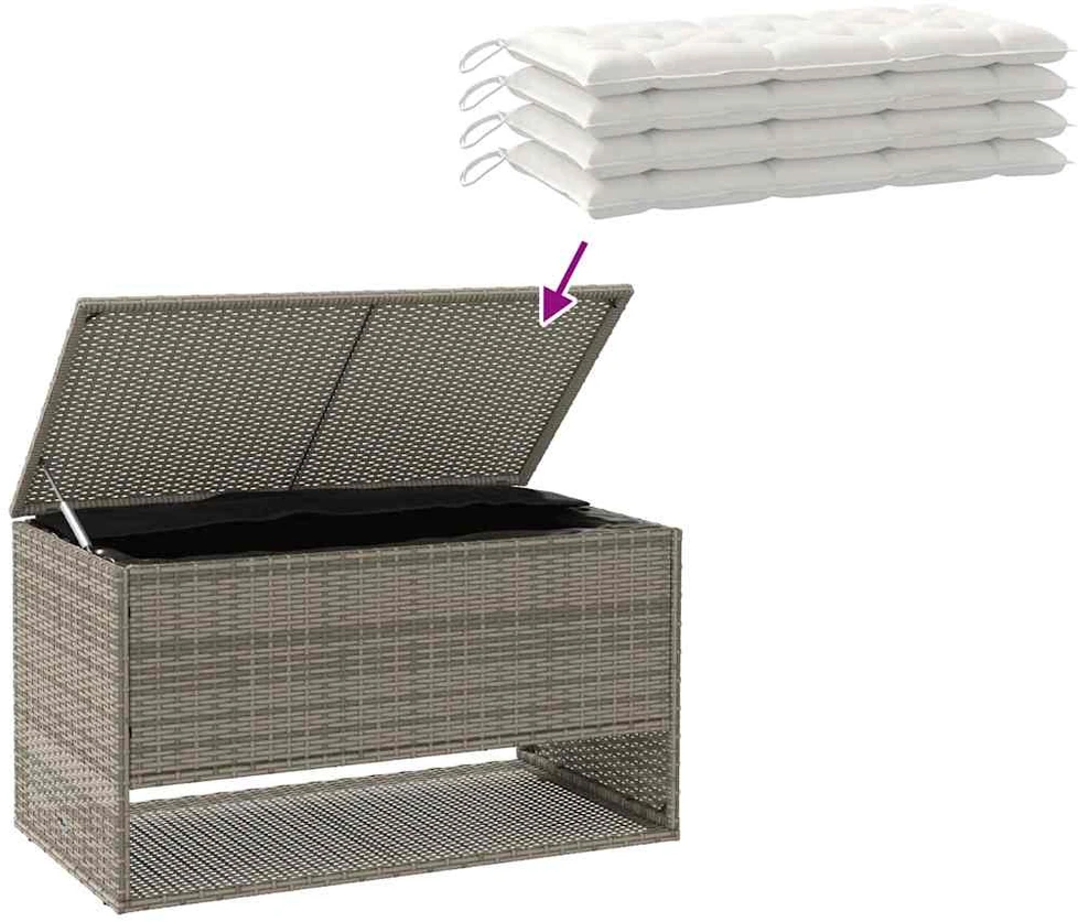 Lauko pagalvėlių dėžė, pilka, 100x55x55,5 cm, poliratanas