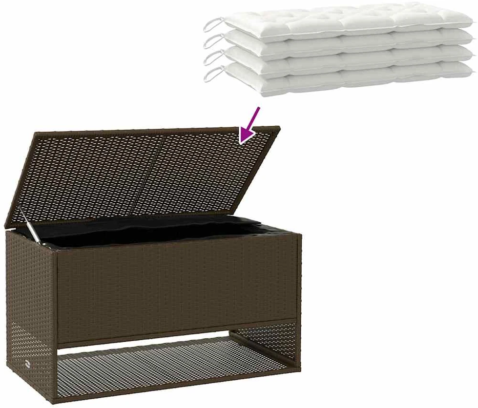 Lauko pagalvėlių dėžė, ruda, 100x55x55,5 cm, poliratanas