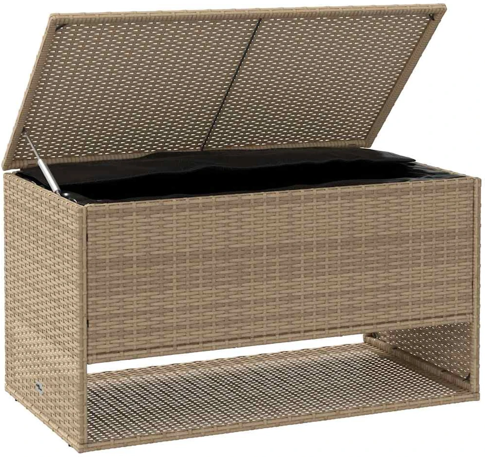 Lauko pagalvėlių dėžė, smėlio spalvos, 100x55x55,5 cm, poliratanas