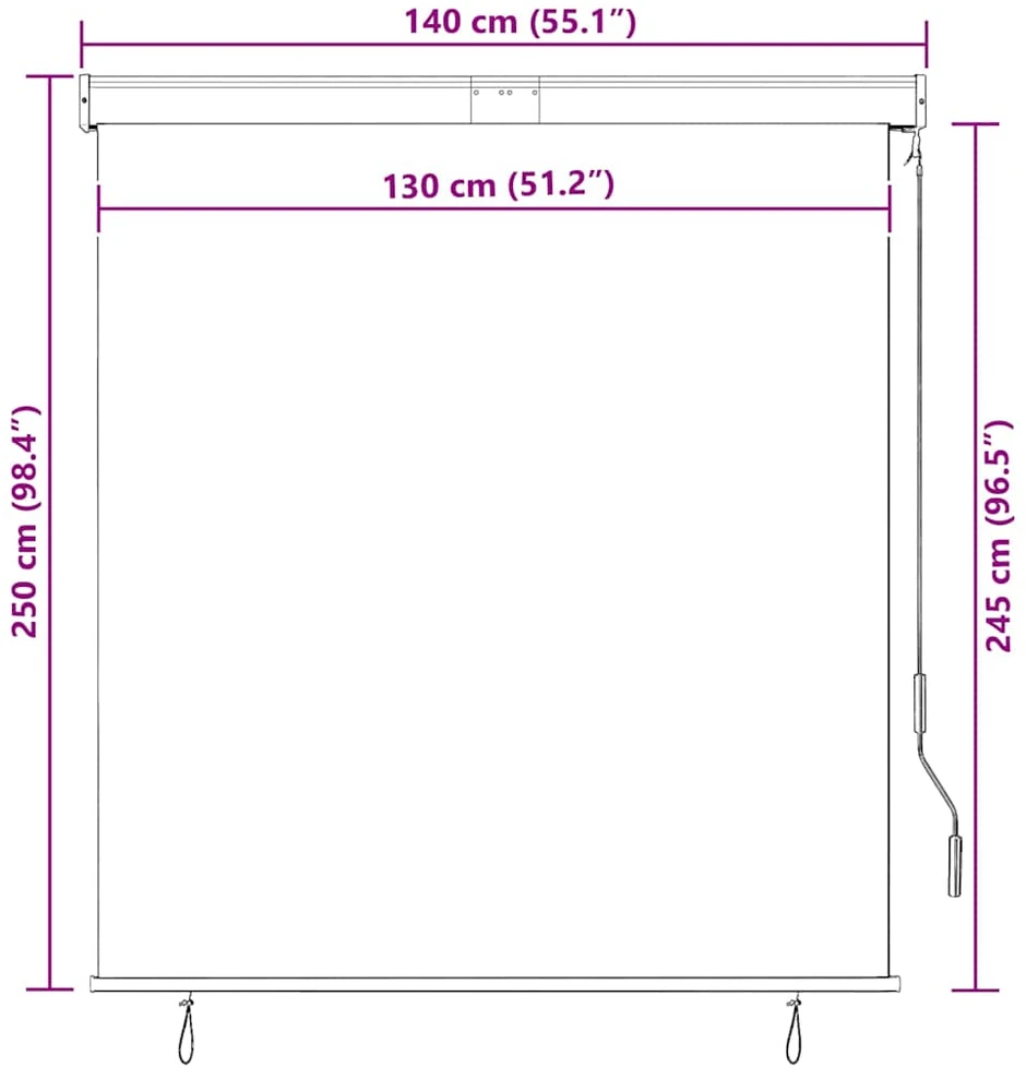 Lauko roletas, 140x250 cm, antracito spalvos