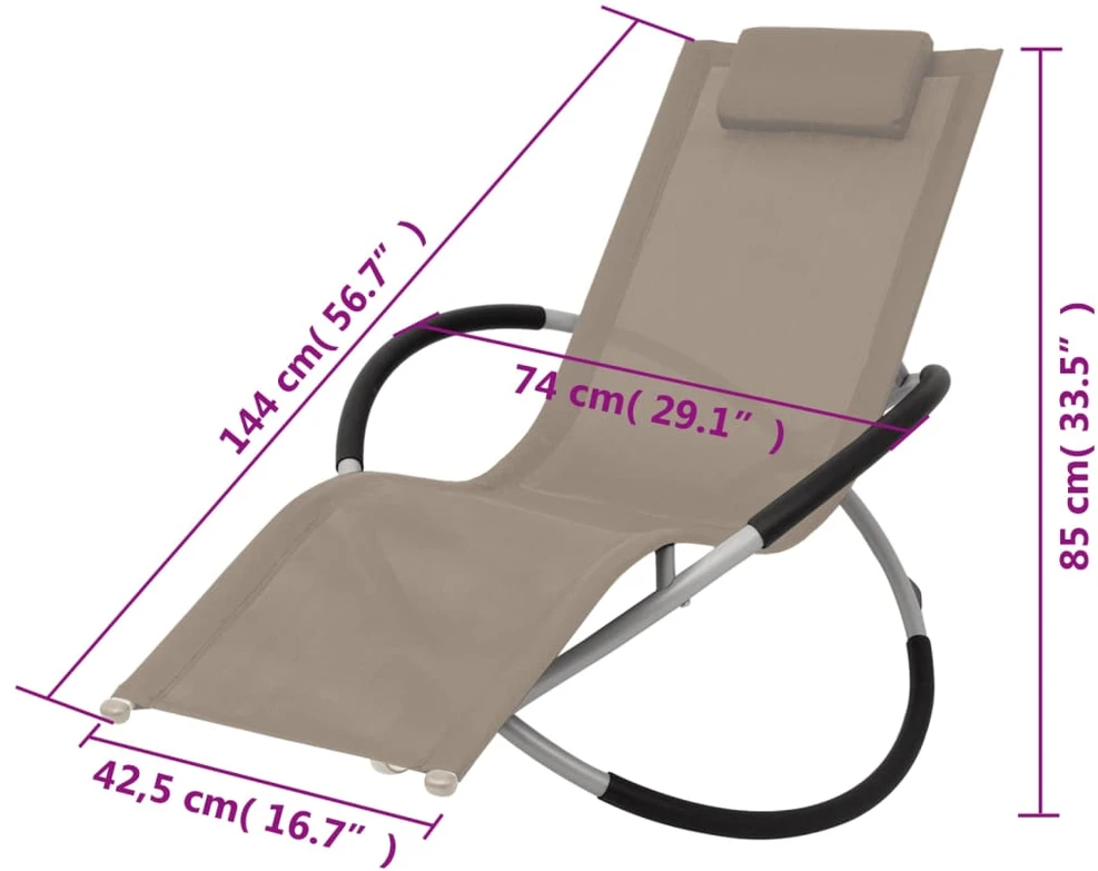 Lauko saulės gultas, taupe spalvos, plienas, geometrinių formų