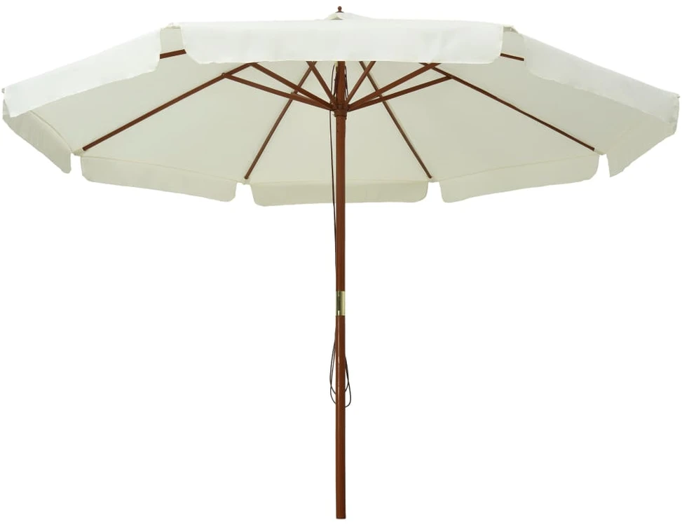 Lauko skėtis nuo saulės su mediniu stulpu, smėlio baltas, 330cm