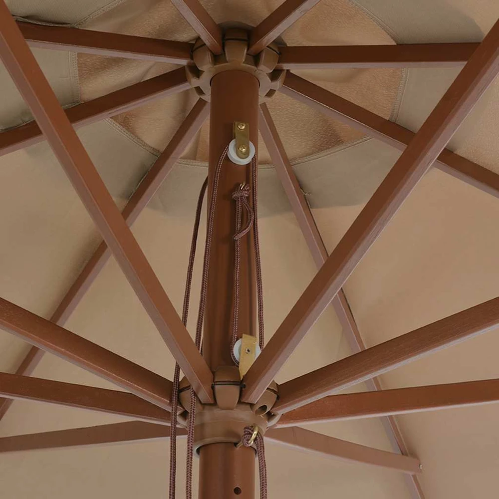 Lauko skėtis nuo saulės su mediniu stulpu, taupe spalvos, 350cm
