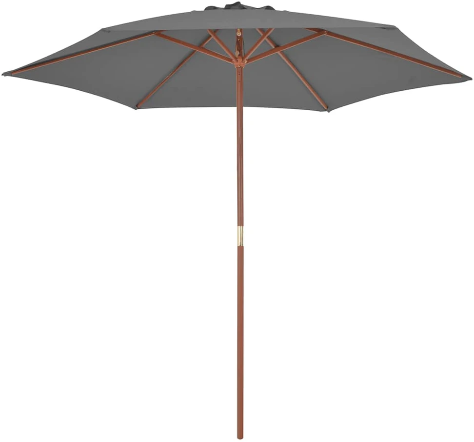 Lauko skėtis nuo saulės su mediniu stulpu, antracito, 270cm