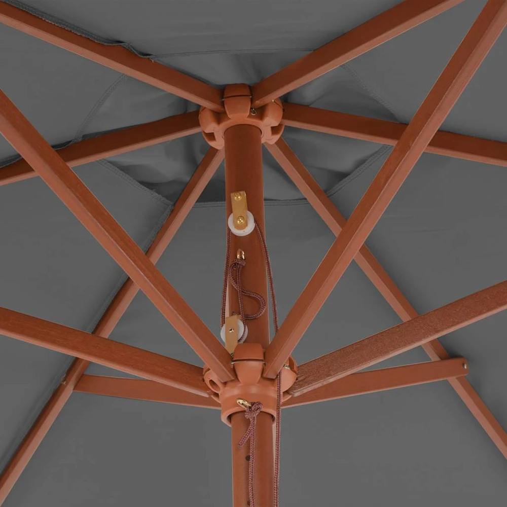 Lauko skėtis nuo saulės su mediniu stulpu, antracito, 270cm