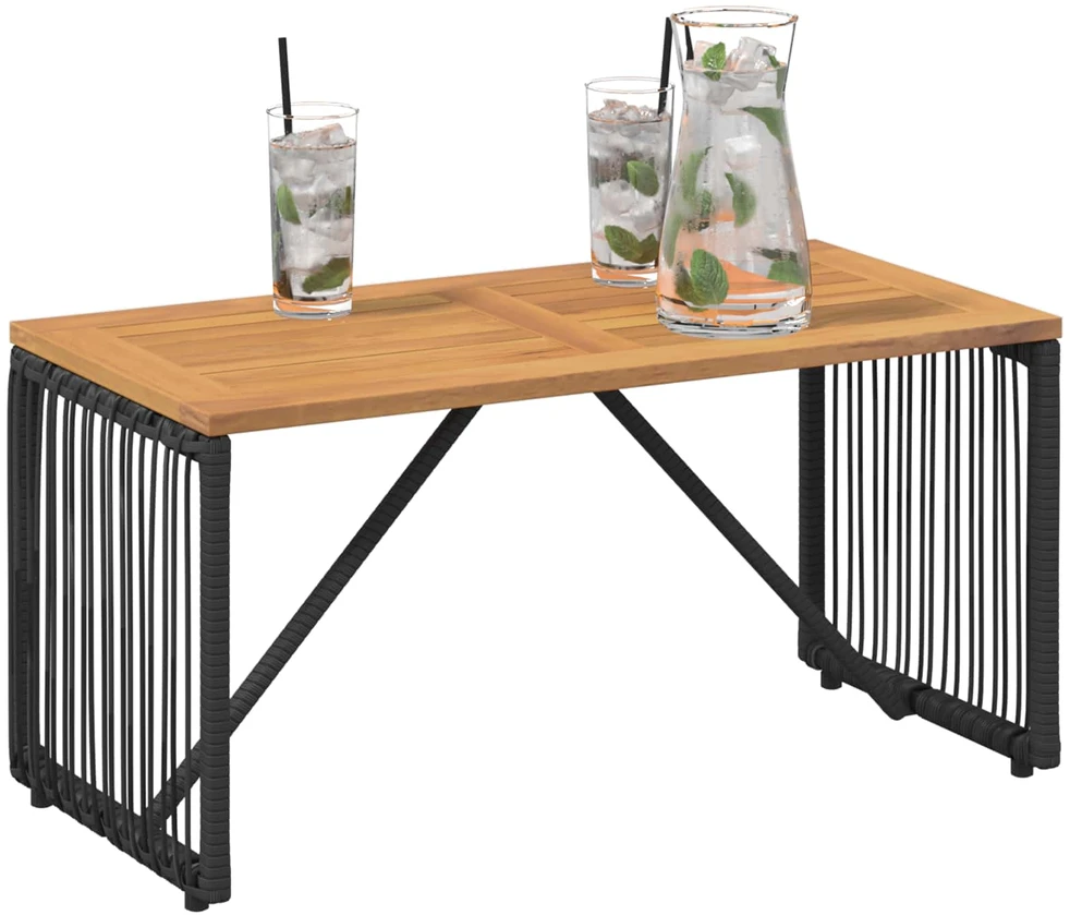 Lauko stalas Juoda ir Ruda 80 x 40 x 40 cm poliratanas