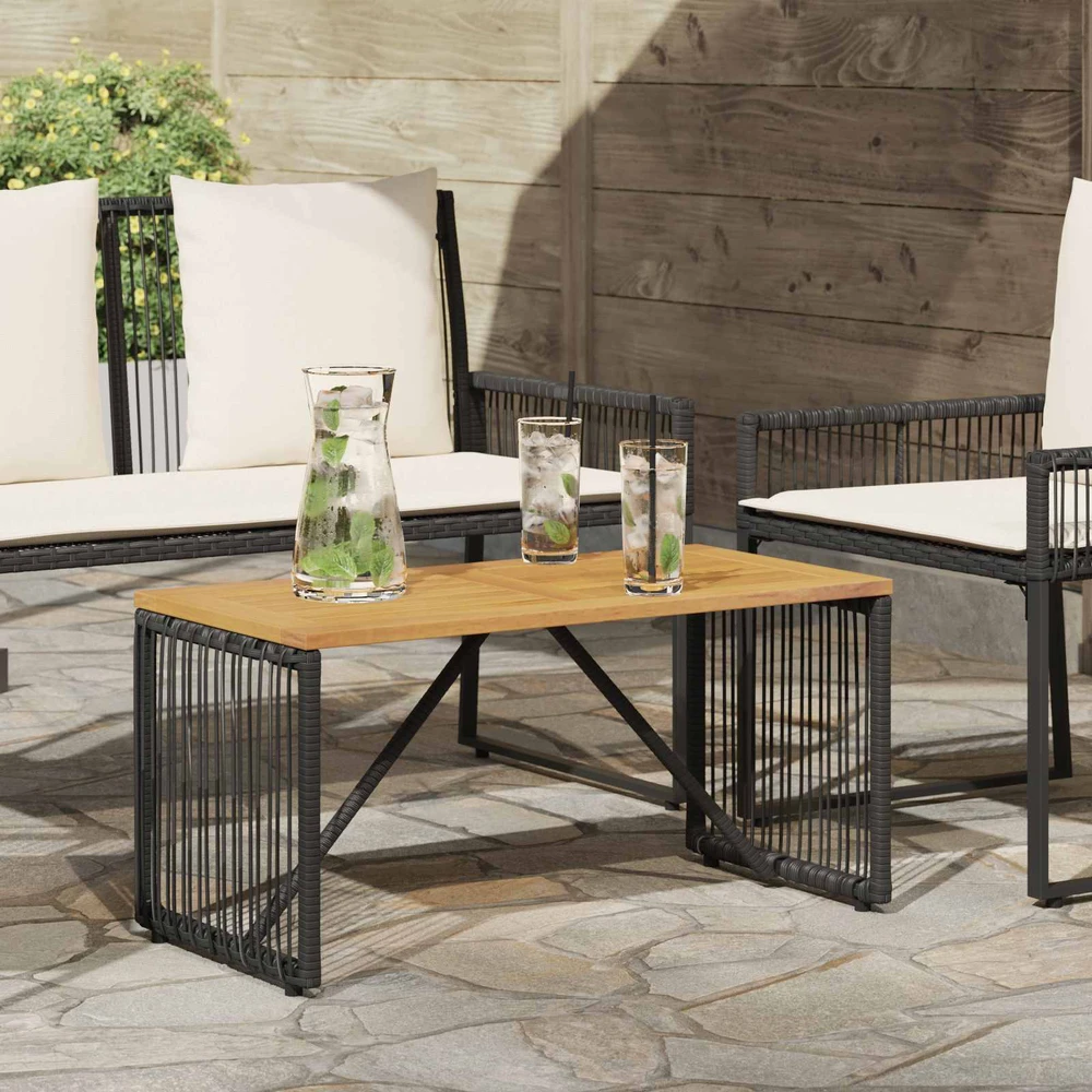 Lauko stalas Juoda ir Ruda 80 x 40 x 40 cm poliratanas