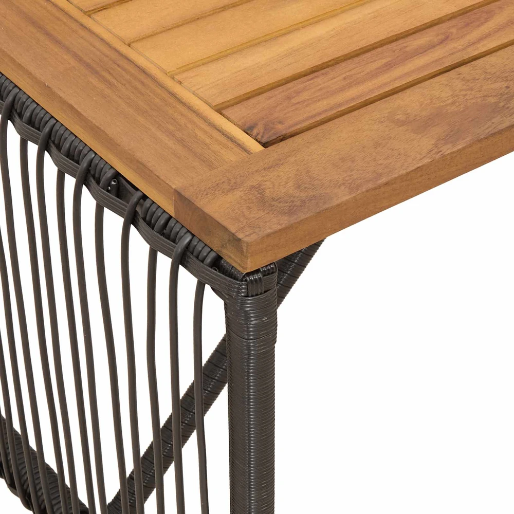 Lauko stalas Juoda ir Ruda 80 x 40 x 40 cm poliratanas