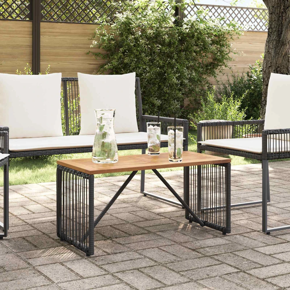 Lauko stalas Juoda ir Ruda 80 x 40 x 40 cm poliratanas