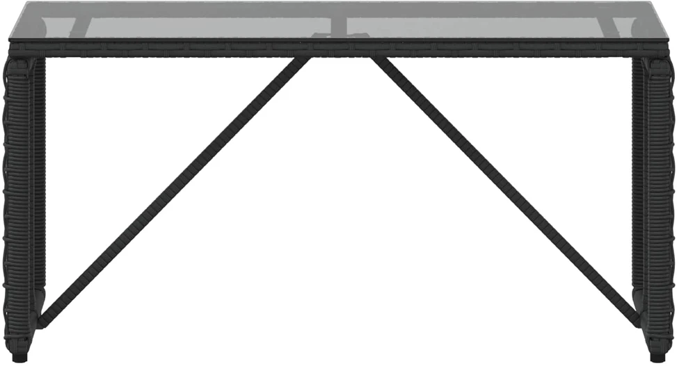 Lauko stalas Juodas 80 x 40 x 40 cm PE Rattan ir Stiklas