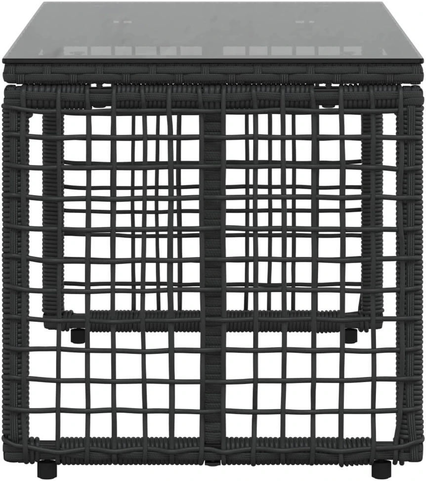 Lauko stalas Juodas 80 x 40 x 40 cm PE Rattan ir Stiklas