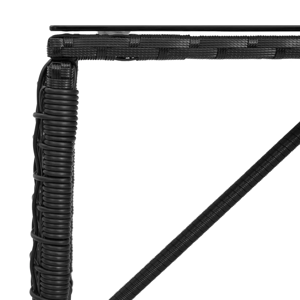 Lauko stalas Juodas 80 x 40 x 40 cm PE Rattan ir Stiklas