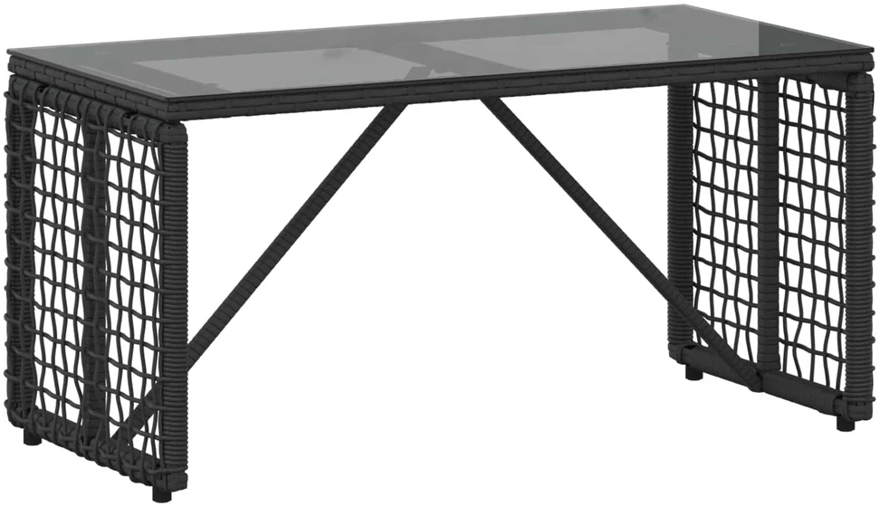 Lauko stalas Juodas 80 x 40 x 40 cm PE Rattan ir Stiklas