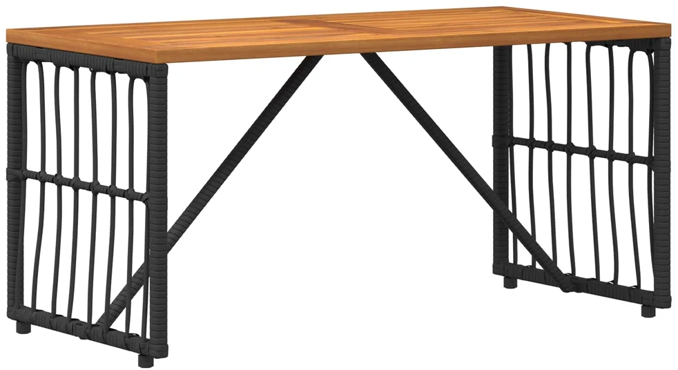 Lauko stalas Juodas 80 x 40 x 40 cm Plienas ir poli ratanas