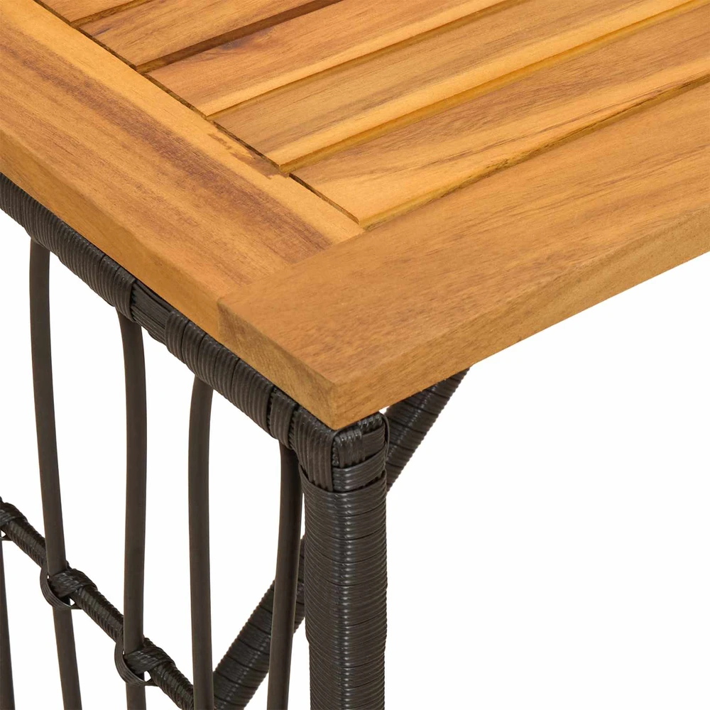 Lauko stalas Juodas 80 x 40 x 40 cm Plienas ir poli ratanas