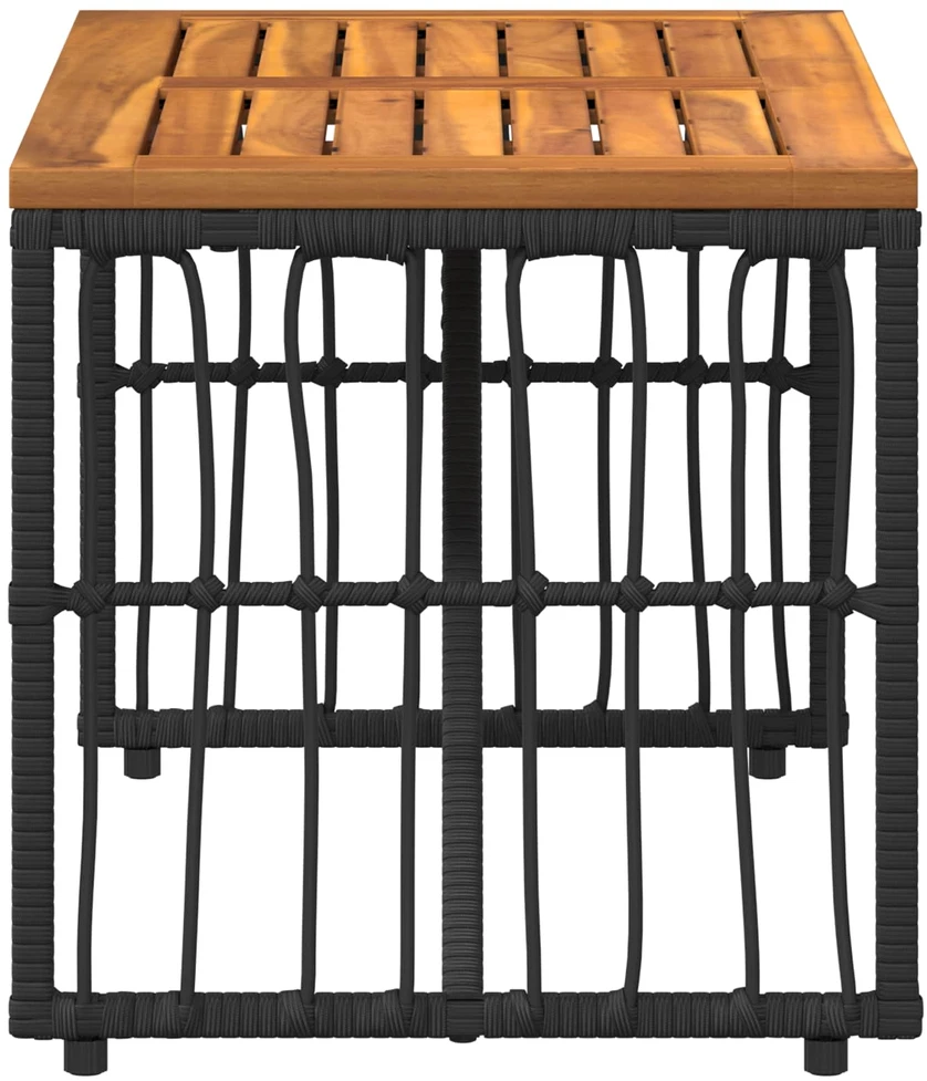 Lauko stalas Juodas 80 x 40 x 40 cm Plienas ir poli ratanas