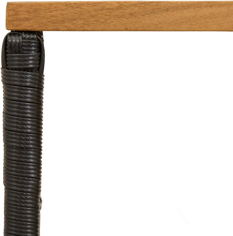 Lauko stalas Juodas 80 x 40 x 40 cm Plienas ir poli ratanas